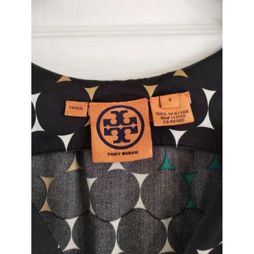 Tory Burch Black Silk sheer tie front sleeveless‎ top